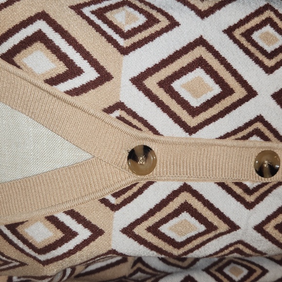 Geometric print fall colorway  button-down oversized grandpa cardigan sweater - Picture 2 of 10